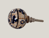 Europa Porcelain Cabinet Knobs Dresser Drawer Pulls Blue and Brown-Dwyer Home Collection