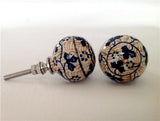 Europa Porcelain Cabinet Knobs Dresser Drawer Pulls Blue and Brown-Dwyer Home Collection
