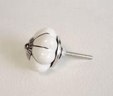 White Porcelain Cabinet Knobs Pulls Silver Accents 1.75 Inch-Dwyer Home Collection