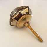 Gold Mercury Glass Cabinet Knobs With Simple Silver Collar 1.75 Inch-Dwyer Home Collection