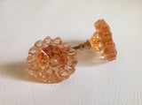 Beaded Edge Peach Glass Cabinet Knobs 1.75 Inch Set of Four (s)-Dwyer Home Collection