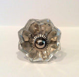 Glass Flower Cabinet Knobs Matching Set of 4 Mixed Silver Fittings 1.60 Inch-Dwyer Home Collection