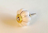 Soft White Porcelain Cabinet Knobs Gold Accents 1.75 Inch-Dwyer Home Collection