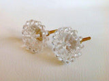 Clear Glass Beaded Edge Cabinet Knobs Pulls 1.75 Inch Set of 4-Dwyer Home Collection