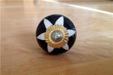 Black and White Cabinet Knobs Etched Porcelain 1.50 Inch-Dwyer Home Collection