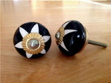 Black and White Cabinet Knobs Etched Porcelain 1.50 Inch-Dwyer Home Collection