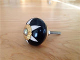 Black and White Cabinet Knobs Etched Porcelain 1.50 Inch-Dwyer Home Collection