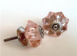 Pink Glass Flower Drawer Pulls Cabinet Knobs Bifold Doorknobs 1.75 Inch-Dwyer Home Collection