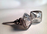 Silver Mercury Square Glass Cabinet Knobs Drawer Pulls 1.1 In (s)-Dwyer Home Collection