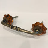 amber glass flower cabinet handles dresser drawer pulls 4 inch bronze