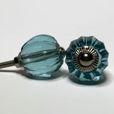Mini Aqua Faceted Glass Cabinet Knobs 1.00 Inch-Dwyer Home Collection