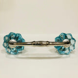 Aqua Blue Glass Flower Cabinet Knobs Handles 1.75 Inch-Dwyer Home Collection