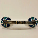 Teal / Blue Green on White Porcelain Cabinet Knobs Drawer Handles 1.50 Inch-Dwyer Home Collection