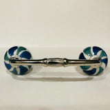 Teal / Blue Green on White Porcelain Cabinet Knobs Drawer Handles 1.50 Inch-Dwyer Home Collection