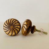 Swirl Design On Carved Wood Cabinet Knobs Dresser Drawer Pulls 1.5 Inch-Dwyer Home Collection