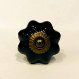 Black Porcelain Cabinet Knobs Drawer Pulls 1.75 or 1.50 Inch-Dwyer Home Collection