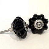 Black Porcelain Cabinet Knobs Drawer Pulls 1.75 or 1.50 Inch-Dwyer Home Collection