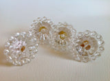 Boho Beaded Edge Clear Glass Cabinet Knobs 1.75 Inch Set of 4 (s)-Dwyer Home Collection