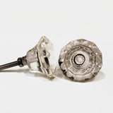 Clear Diamond Cut Glass Cabinet Knobs Drawer Pulls 1.40 Inch-Dwyer Home Collection
