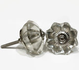 Clear Glass Flower Cabinet Knobs Drawer Pulls 1.50 Inch-Dwyer Home Collection