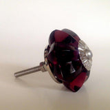 Deep Purple Glass Flower Cabinet Knobs Dresser Drawer Pulls 1.75 Inch-Dwyer Home Collection