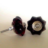 Deep Purple Glass Flower Cabinet Knobs Dresser Drawer Pulls 1.75 Inch-Dwyer Home Collection
