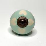 Aqua Porcelain With Hearts Cabinet Knobs Drawer Pulls 1.50 Inch-Dwyer Home Collection