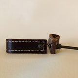 Leather Loop Drawer Pulls Brown or Black With Topstitching 2-5/8 Inch-Dwyer Home Collection