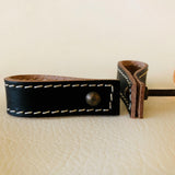 Leather Loop Drawer Pulls Brown or Black With Topstitching 2-5/8 Inch-Dwyer Home Collection