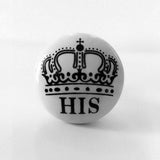 His and Her Crown Cabinet Knobs Drawer Pulls Porcelain 1.50 Inch-Dwyer Home Collection