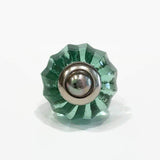 Small Mint Green Faceted Glass Cabinet Knobs Drawer Pulls 1"-Dwyer Home Collection