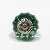Small Mint Green Faceted Glass Cabinet Knobs Drawer Pulls 1"-Dwyer Home Collection
