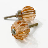 Peach Faceted Glass Cabinet Knobs Drawer Pulls 1.0 Inch-Dwyer Home Collection