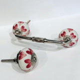 Pink Hearts on White Cabinet Knobs 1.50 Inch or 4 Inch Handles-Dwyer Home Collection