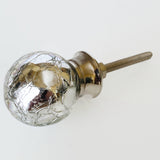 Silver Mercury Crackle Glass Cabinet Knob Pulls 1.25 Inch-Dwyer Home Collection