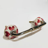 Pink Hearts on White Cabinet Knobs 1.50 Inch or 4 Inch Handles-Dwyer Home Collection