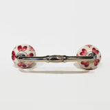 Pink Hearts on White Cabinet Knobs 1.50 Inch or 4 Inch Handles-Dwyer Home Collection
